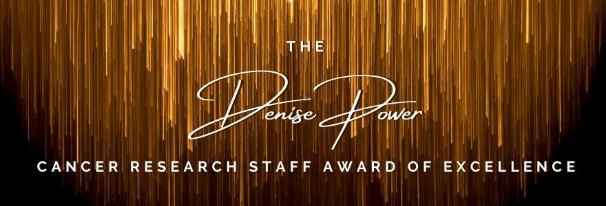 Denise power award text on a background of Gold sparklers 